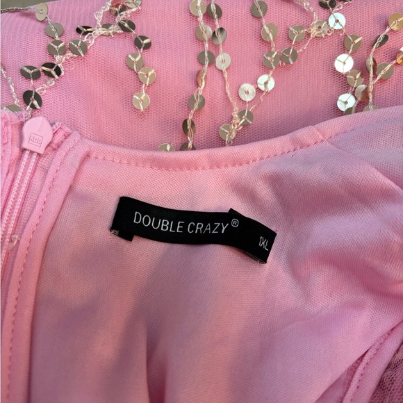 Double Crazy Pink Sequin Baby Shower Special Occasion Party Mini dress size 1X - Picture 10 of 13